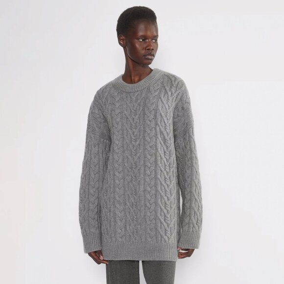 Aritzia Oversized Nourish Merino Wool Sweater Heather Dark Grey Size 1 XS NWT - Picture 1 of 9